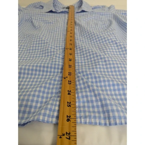 Karen Scott Blue White Gingham Button Down Shirt 3/4 Sleeve Cotton Top Blouse 2X - Picture 7 of 7
